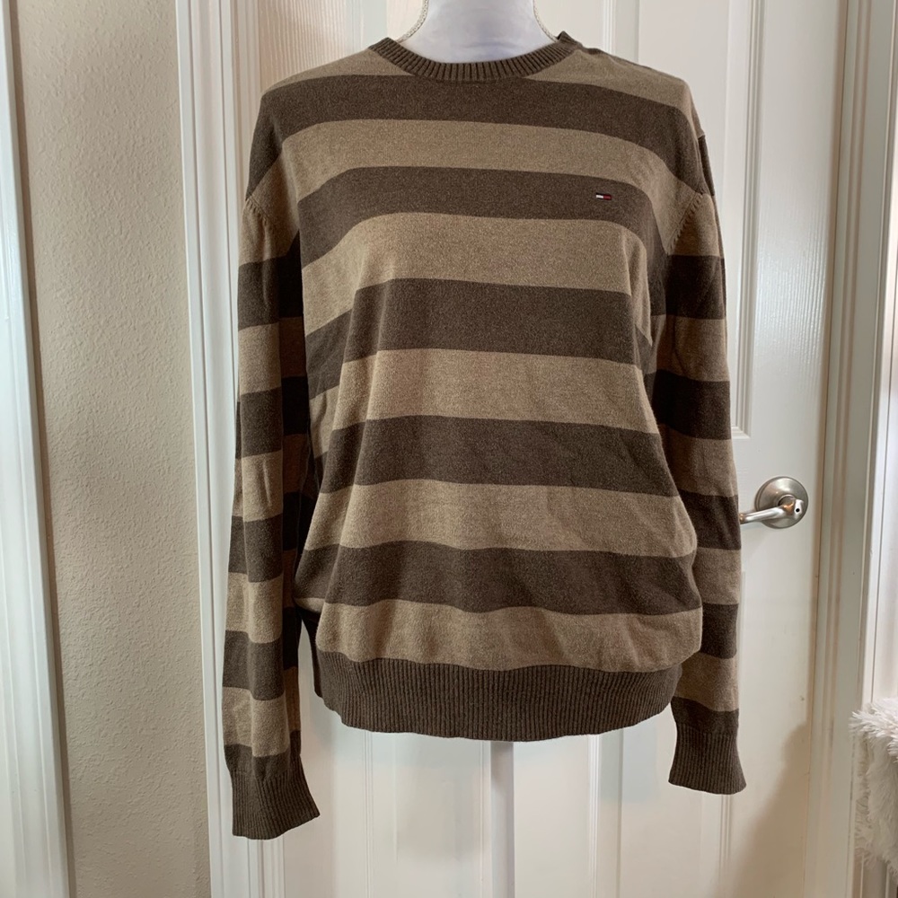 Men's TOMMY HILFIGER Brown & Tan Sweater Sz L.